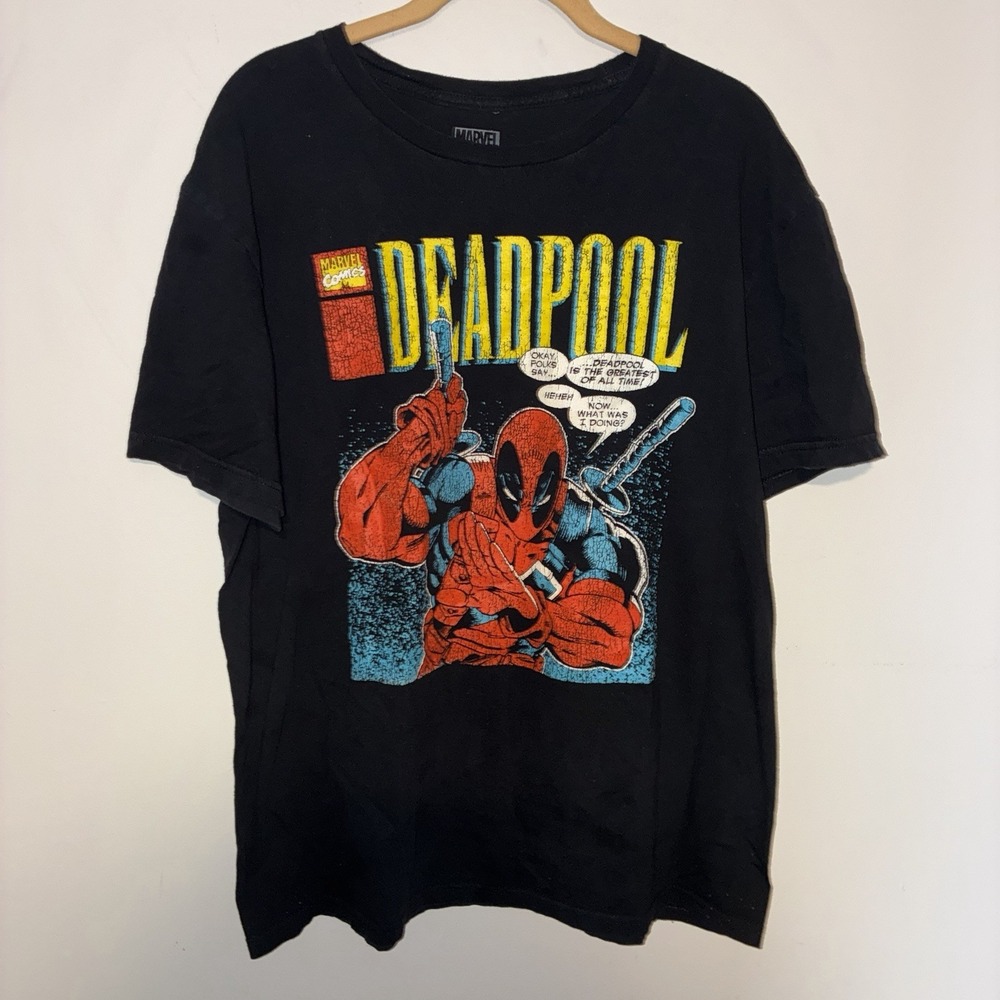 Marvel Deadpool Greatest of All Time Comic Cover T-Shirt Black Sz L